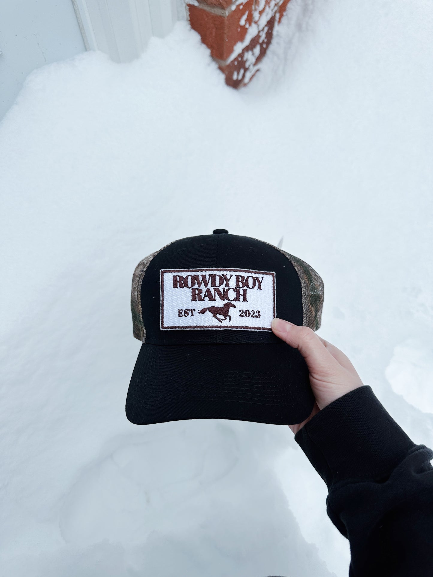 ROWDY BOY HAT (BLACK + CAMO)