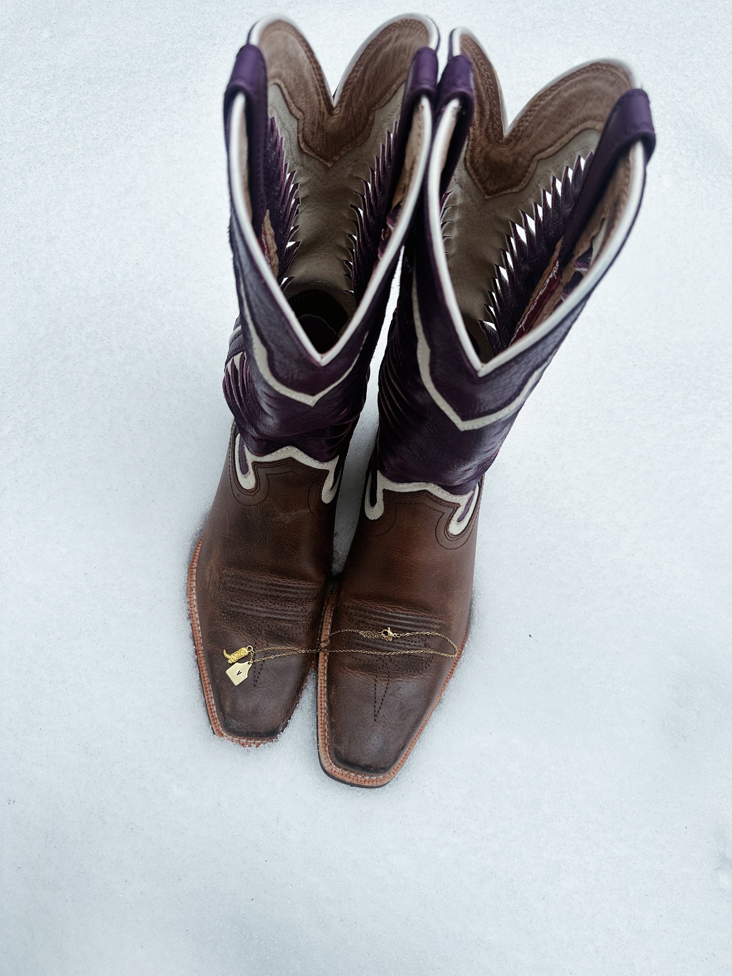 CUSTOM COWBOY BOOT COW TAG INITIAL NECKLACE (GOLD)