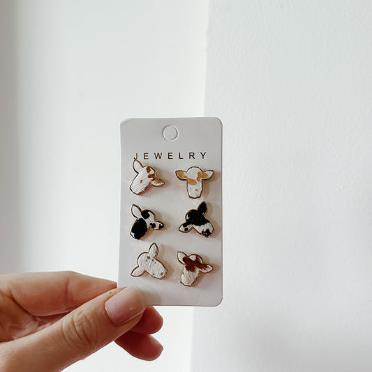 Cowhide cow earrings