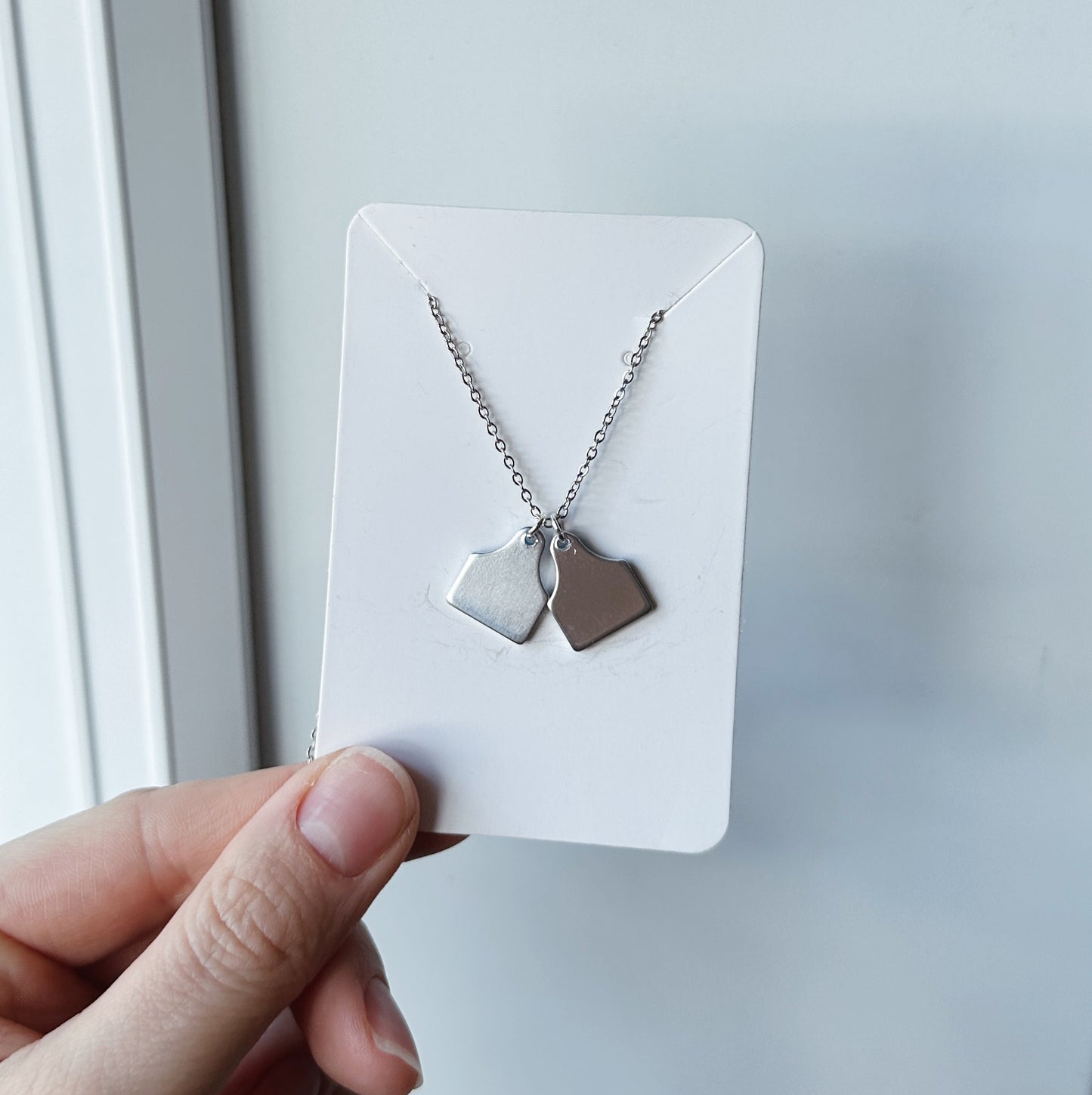 CUSTOM DOUBLE LETTER COW TAG INITIAL NECKLACE