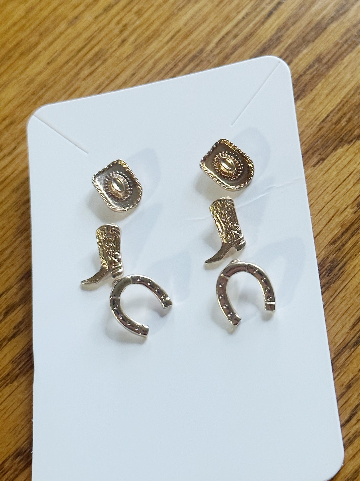 TRIPLE WESTERN EARRINGS PACK (gold)