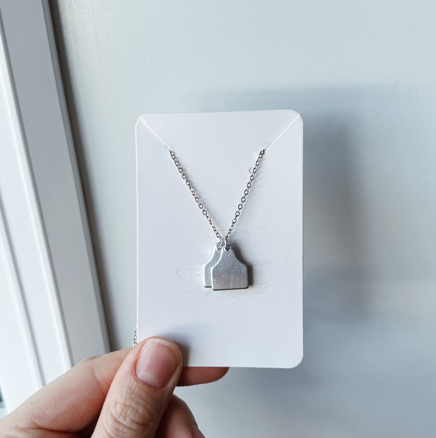 CUSTOM DOUBLE LETTER COW TAG INITIAL NECKLACE