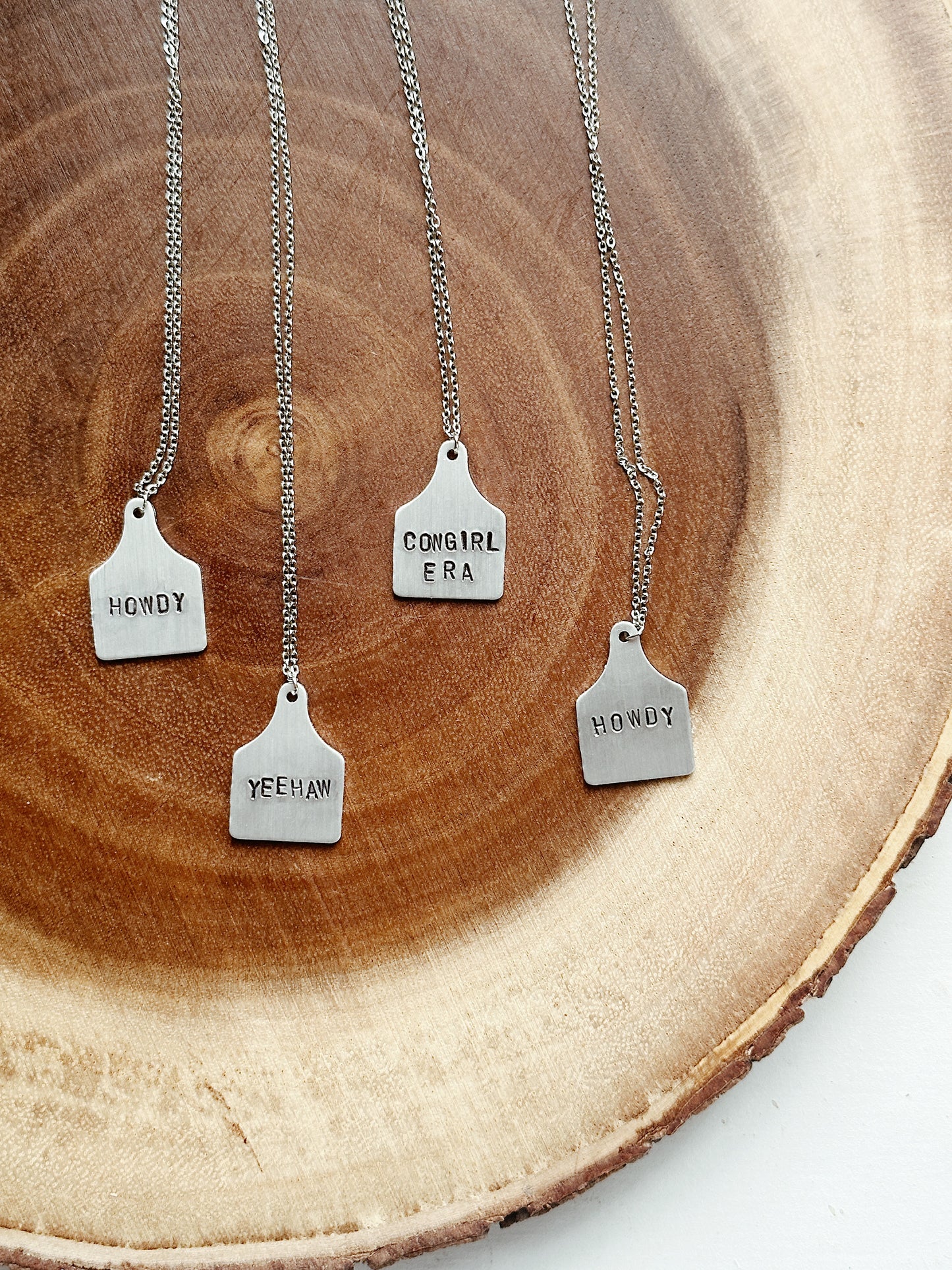 LARGE CUSTOM COW TAG NECKLACE (WRITING)