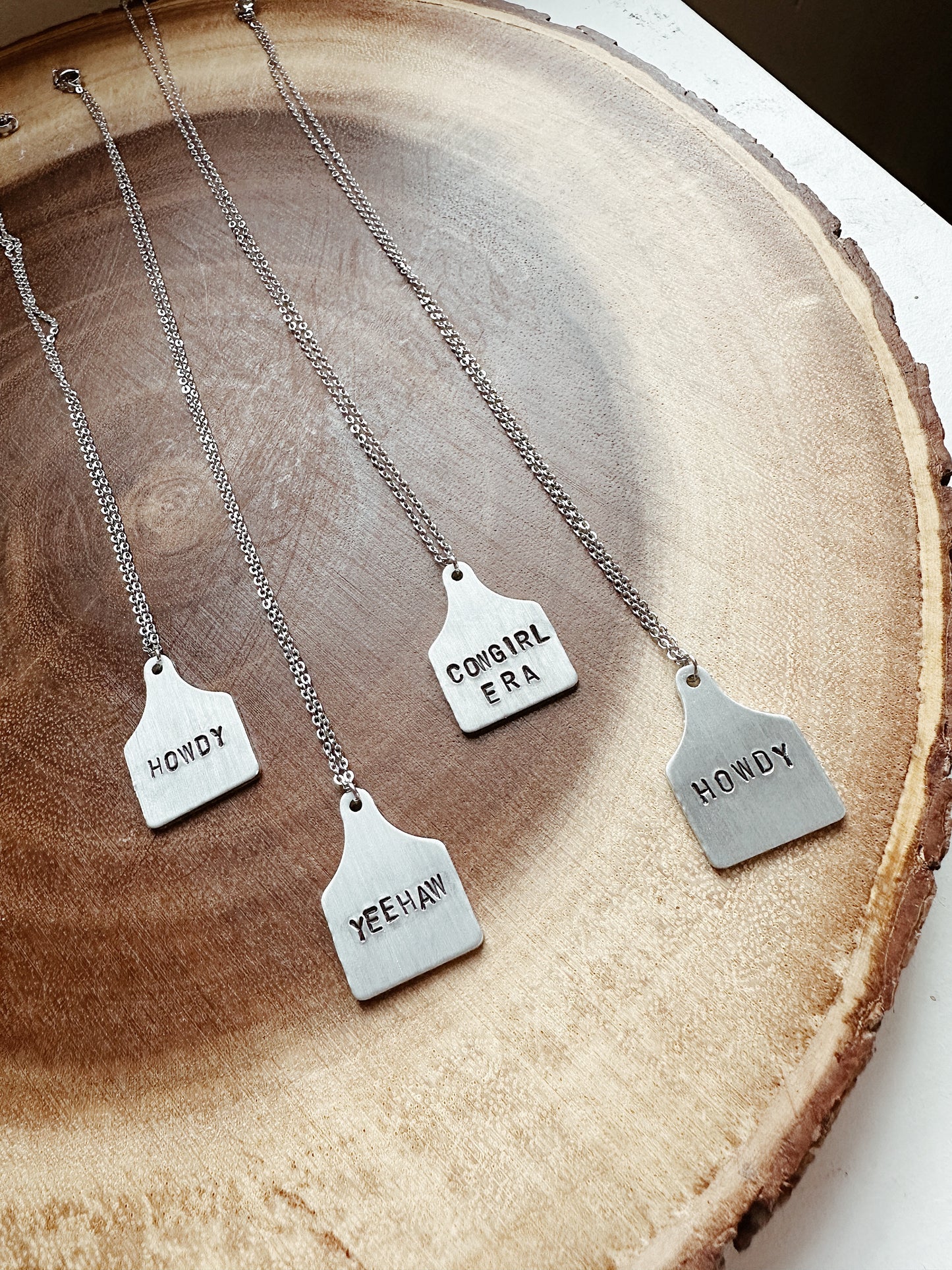 LARGE CUSTOM COW TAG NECKLACE (WRITING)