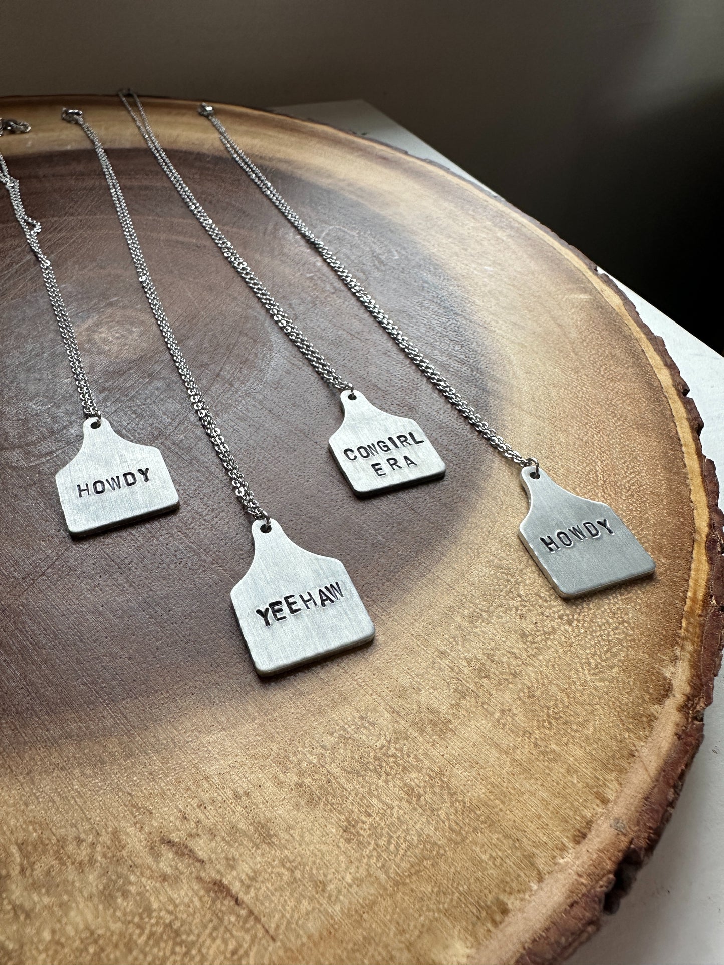 LARGE CUSTOM COW TAG NECKLACE (WRITING)